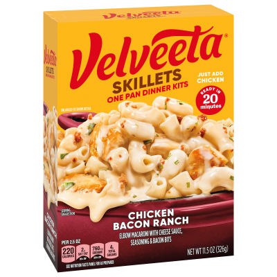 Velveeta Skillets Chicken Bacon Ranch One Pan Dinner Kit with Pasta, Cheese Sauce, 11.5 oz Box