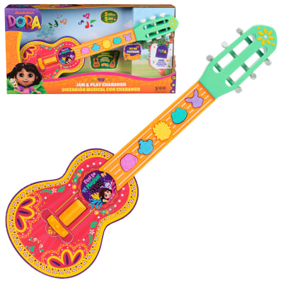Dora, Charango découverte musicale, guitare pour enfants avec musique, effets sonores et répliques bilingues, jouets pour filles et garçons, à partir de 3 ans