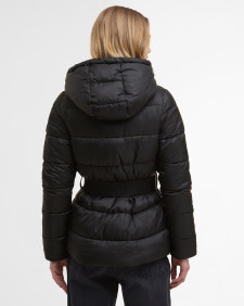 Piumino Track Line dal taglio corto Black/Jasmine Leopard Print