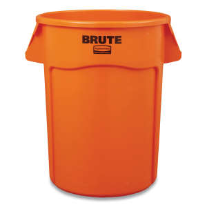 Rubbermaid Commercial, VENTED BRUTE, High Visibility, 32 gal, Resin, Orange, Round, Receptacle