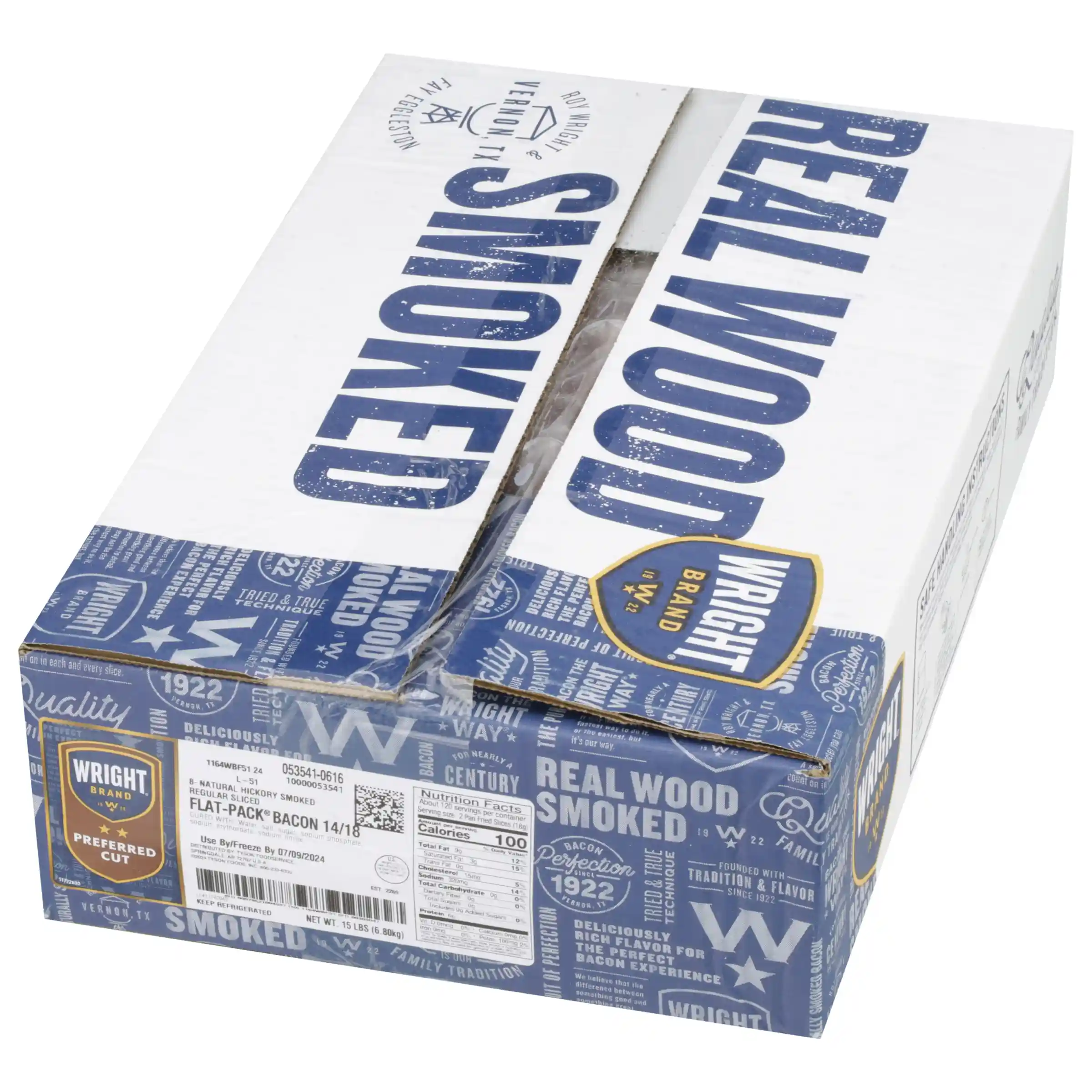 Wright® Brand Naturally Hickory Smoked Regular Sliced Flat-Pack® Bacon, 18/22_image_4