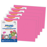 Prang&reg; Construction Paper, Medium Weight, Hot Pink, 12" x 18", 50 Sheets Per Pack, 5 Packs PAC9107-5