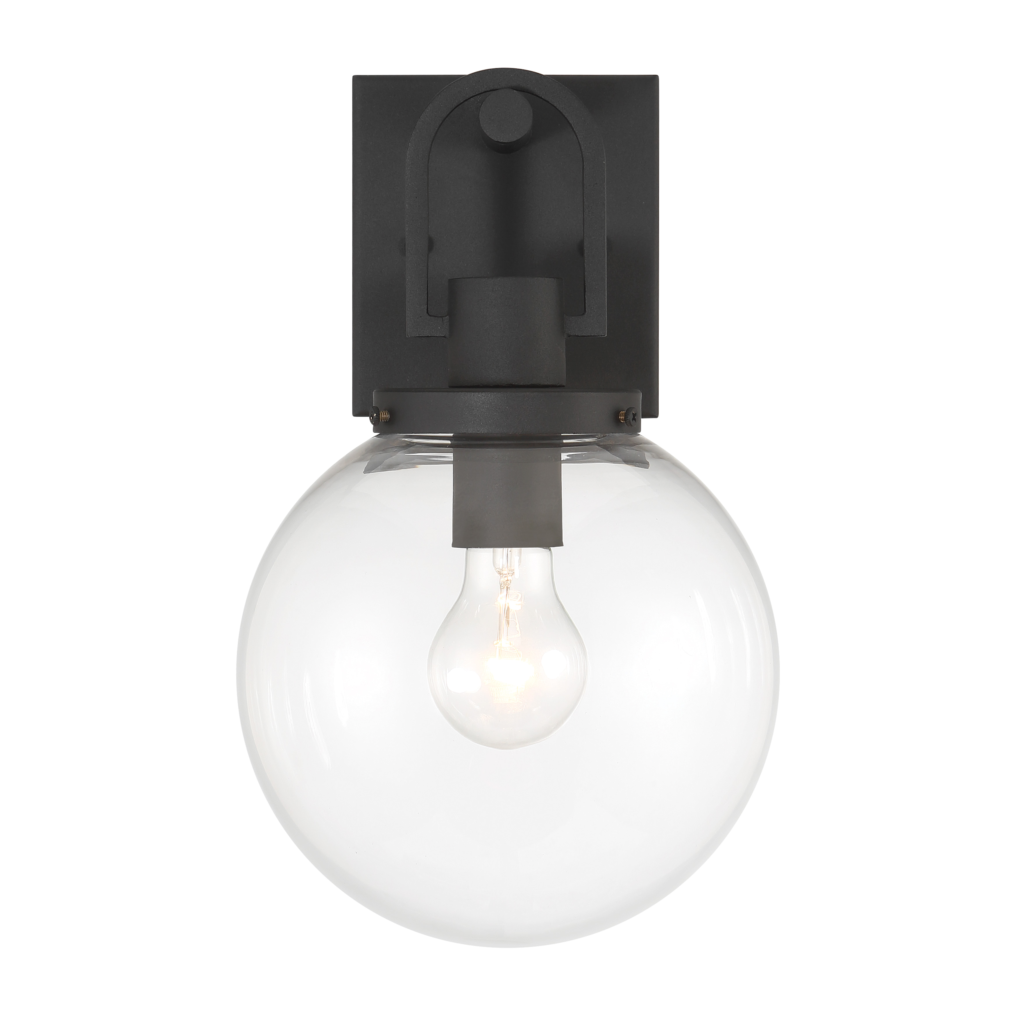 The Wenston wall sconce combines contemporary design with durable aluminum construction and a distinctive sand coal black finish. Its compact 8-inch width makes it ideal for smaller outdoor spaces while providing reliable illumination. - alternate view