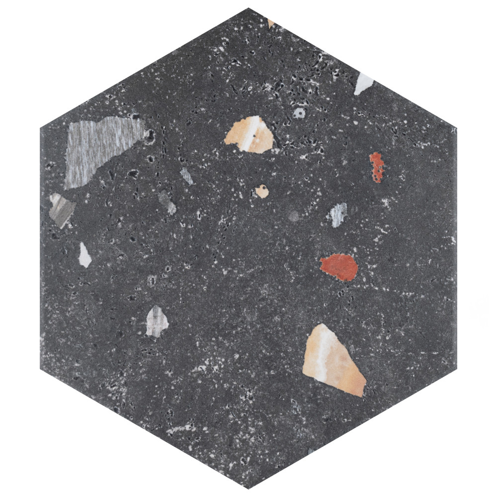 Sample – Sonar Hex Black Porcelain Floor and Wall Tile
