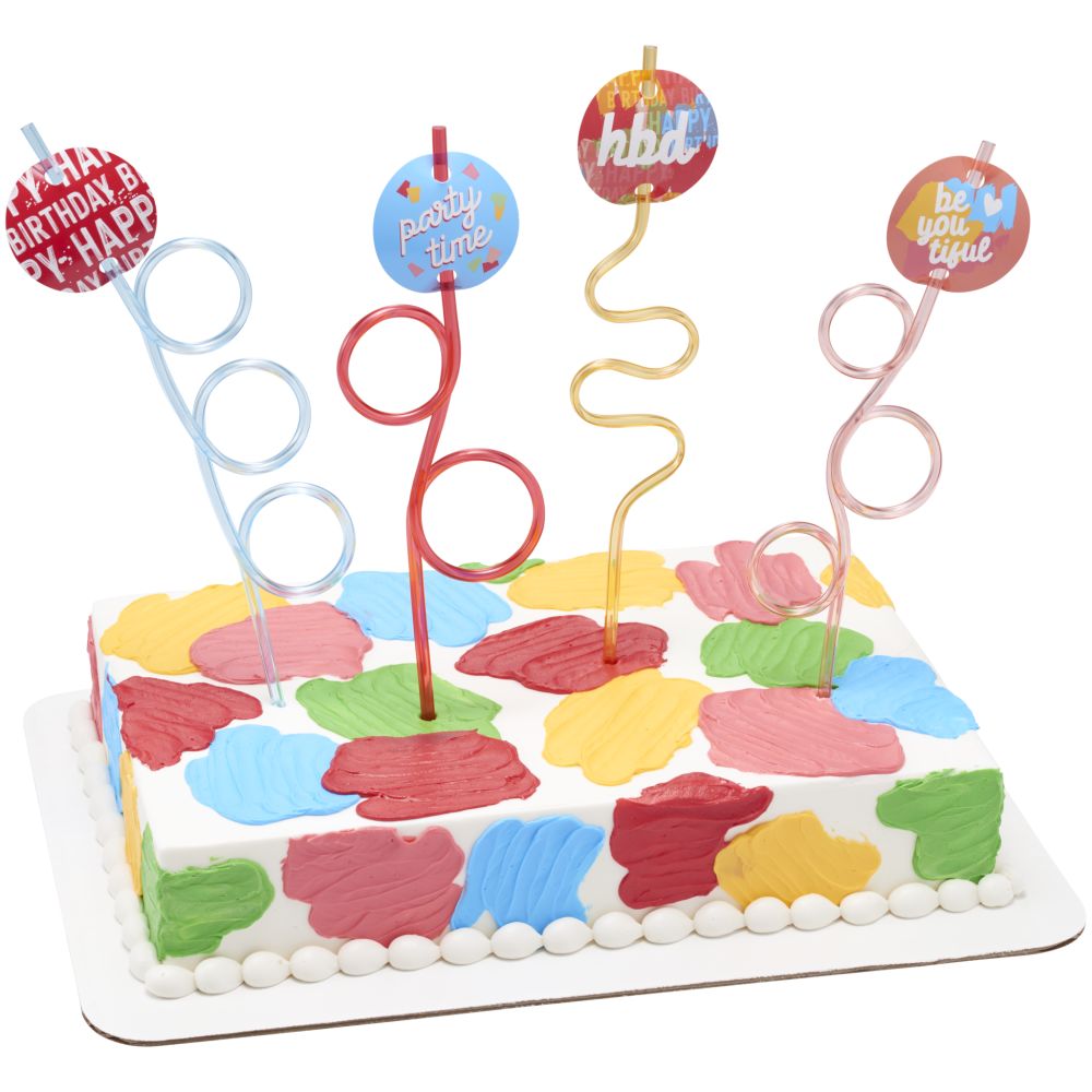 Image Cake Happy Birthday Straws