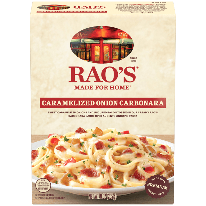 Caramelized Onion Carbonara Frozen Meal, 9 oz - Back Image