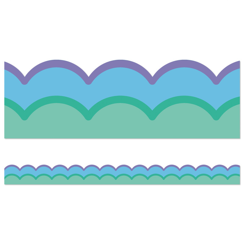 Happily Ever Elementary Retro Remix Cool Waves Scalloped Bulletin Board Borders, 39 Feet