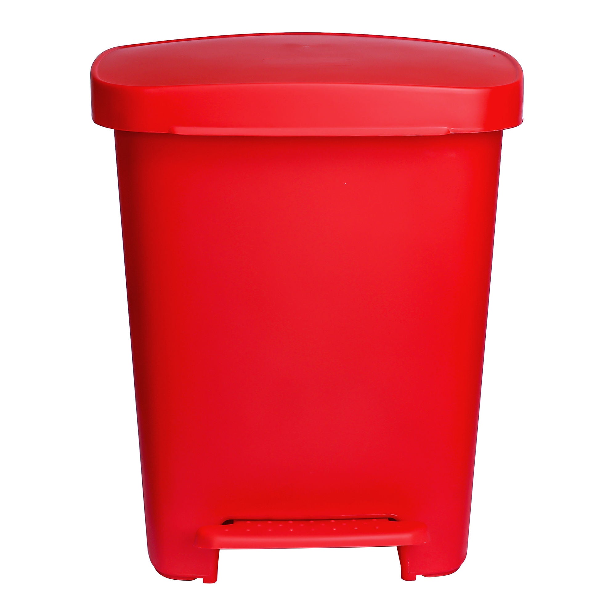 McKesson Waste Can with Step-On Pedal, Plastic, Red, 15.16 x 14.37 x 18.9 Inch