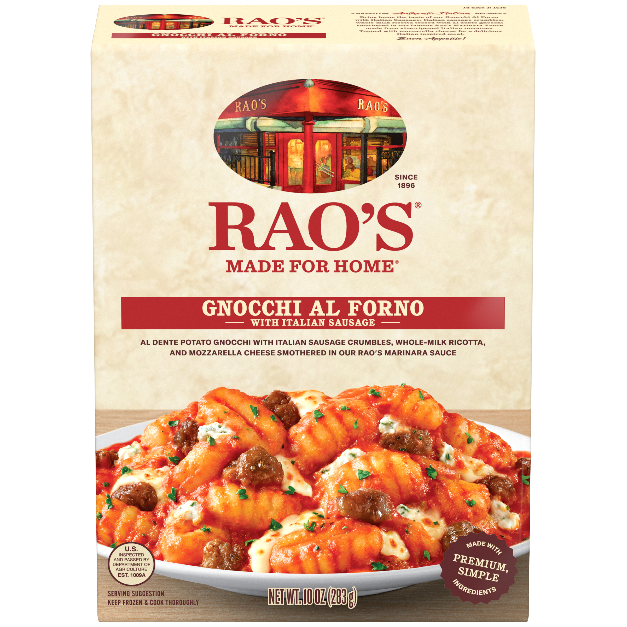 Gnocchi al Forno with Italian Sausage Frozen Meal, 10 oz - Back Image