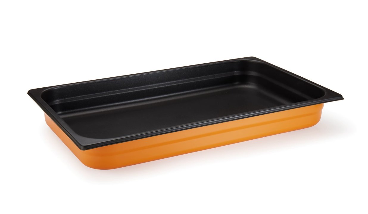 Non-stick sandwich bottom induction-ready GN 1/2 container 65 mm deep in yellow