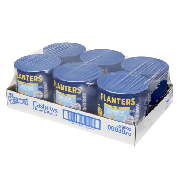 PLANTERS(r) Salted Cashew halves 6/46oz . C1RA - Front Right Closed Case (Hi Res)