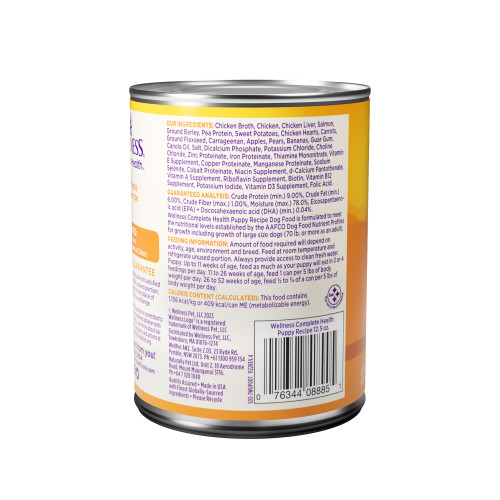 Wellness Complete Health Paté Puppy Chicken & Salmon back packaging