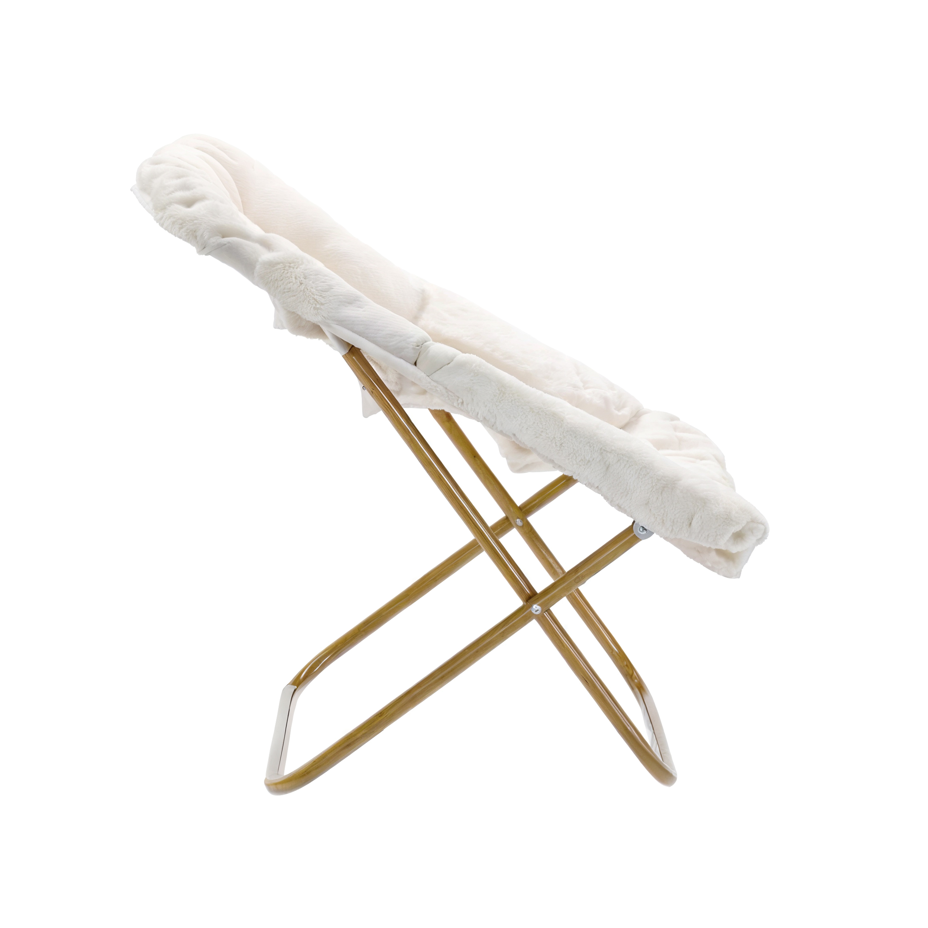 Archer 28" Oversized Portable Faux Fur Folding Saucer Chair with Folding Otto... - Picture 33 of 49