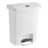 Rubbermaid Commercial, Streamline, Step-On, 8 gal, Resin, White, Rectangle, Receptacle