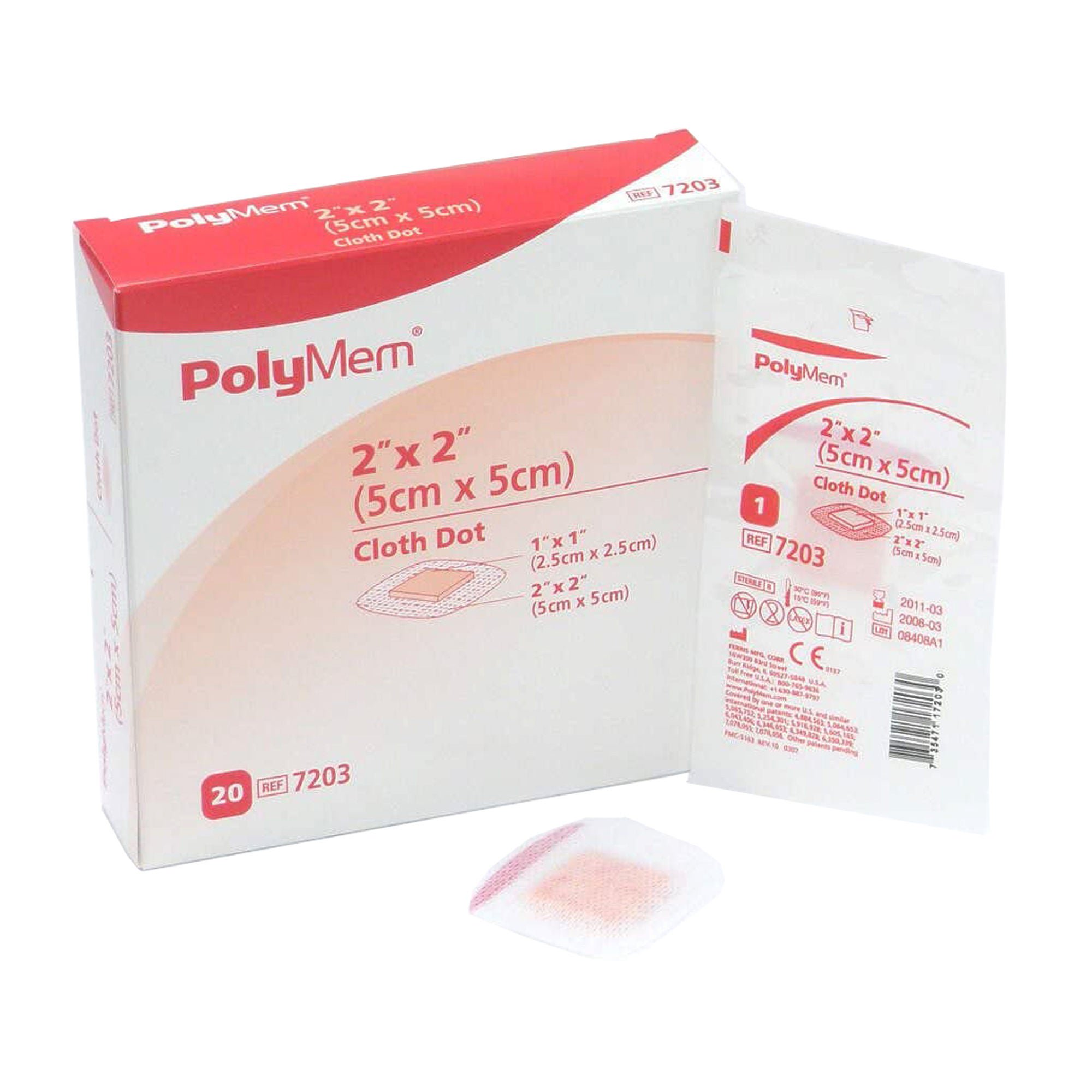 PolyMem® Pink / White Adhesive Strip, 2 x 2 Inch
