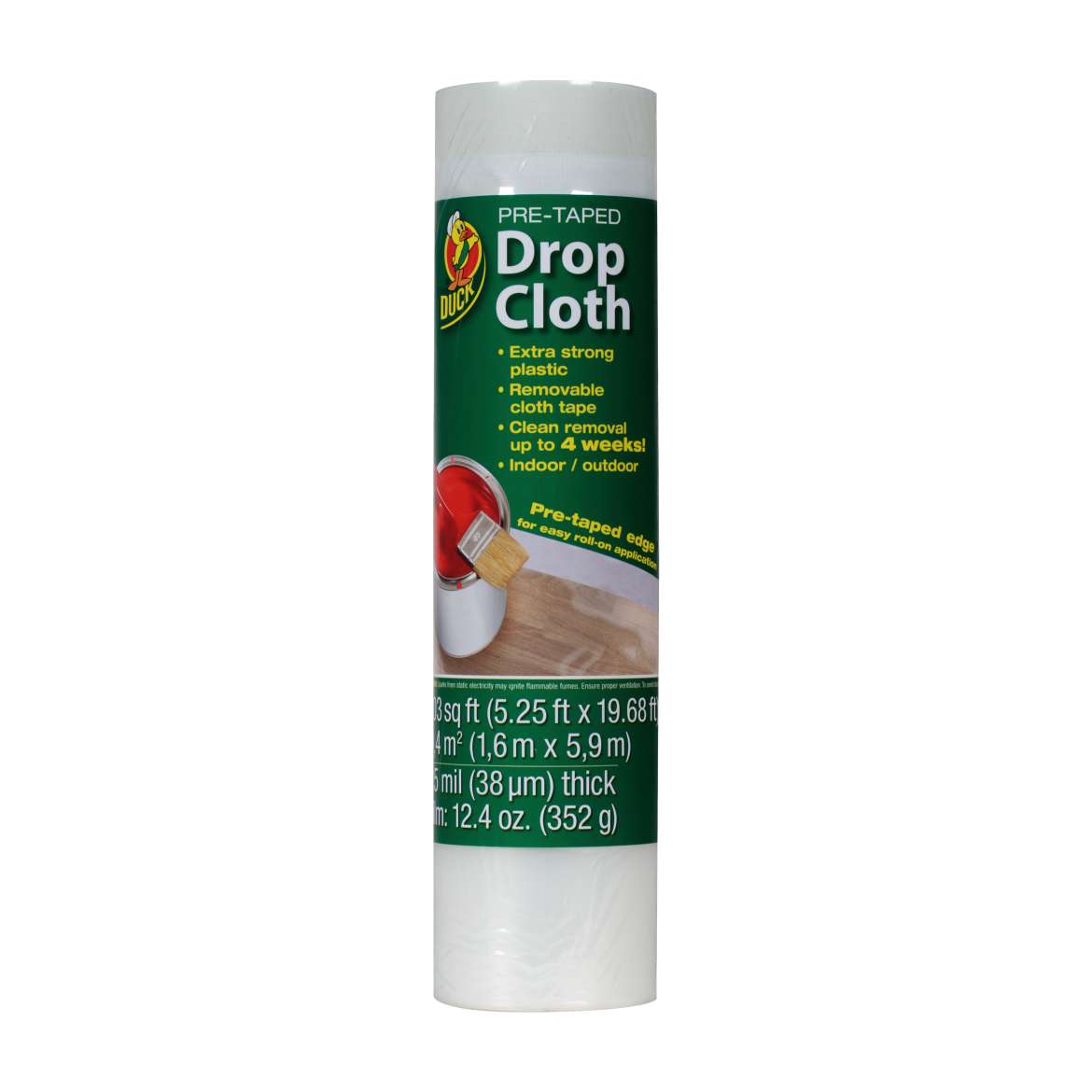 Extra Strong Pre-Tape Dropcloth - Clear | Duck Brand