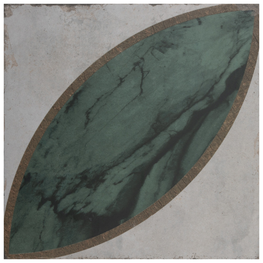 Renaissance Deco Emerald Mandorla 7-7/8 in. x 7-7/8 in. Porcelain Floor and Wall Tile