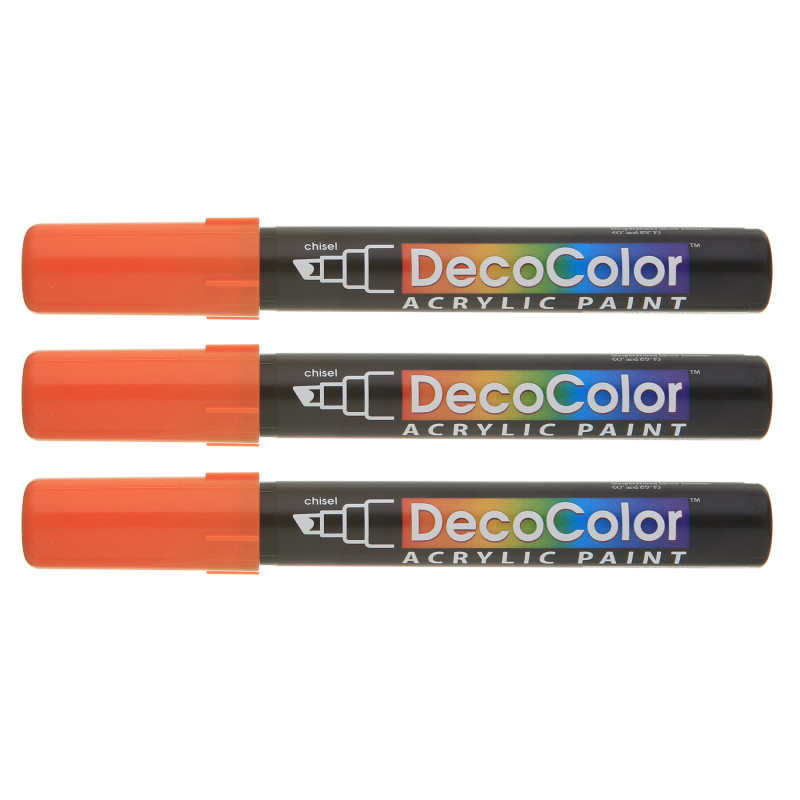 DecoColor® Acrylic Paint Marker, 315-S, Chisel Tip, Orange #7, Set of 3