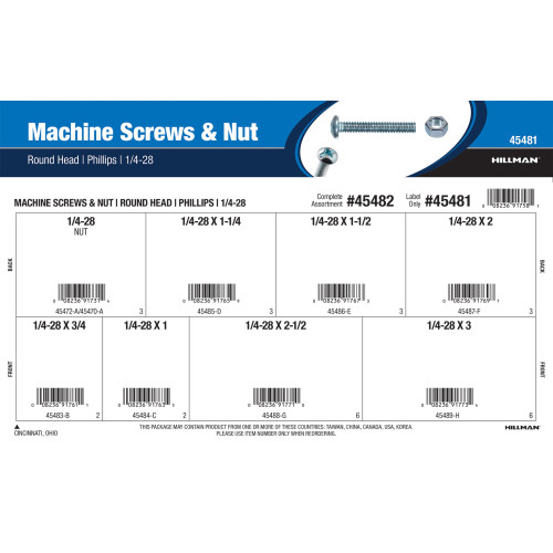 Phillips Round-Head Machine Screws and Nuts Assortment (1/4