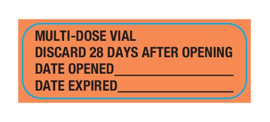 United Ad Label LABEL, MULTI-DOSE VIAL FLOURESCENT ORG 1.5"X0.5" (615/RL)