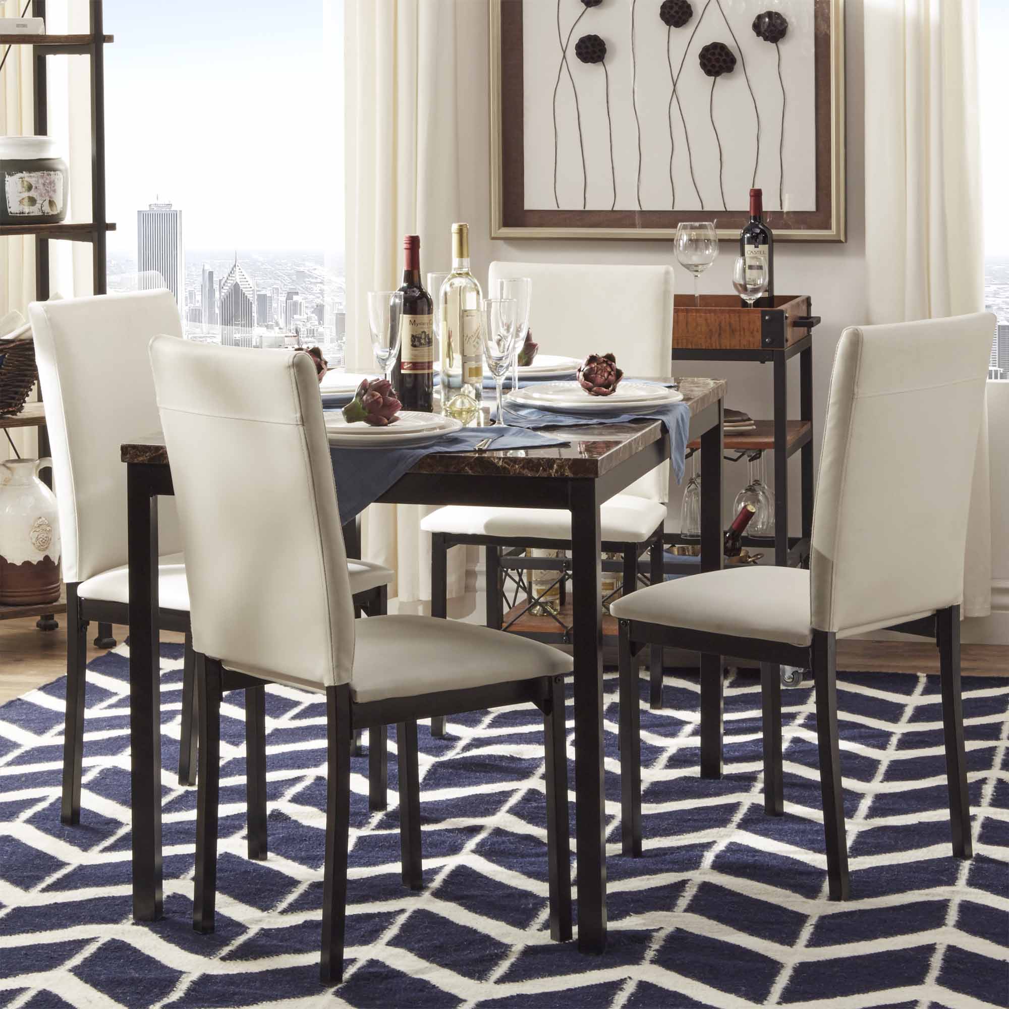 Faux Marble Top 5-Piece Dining Set