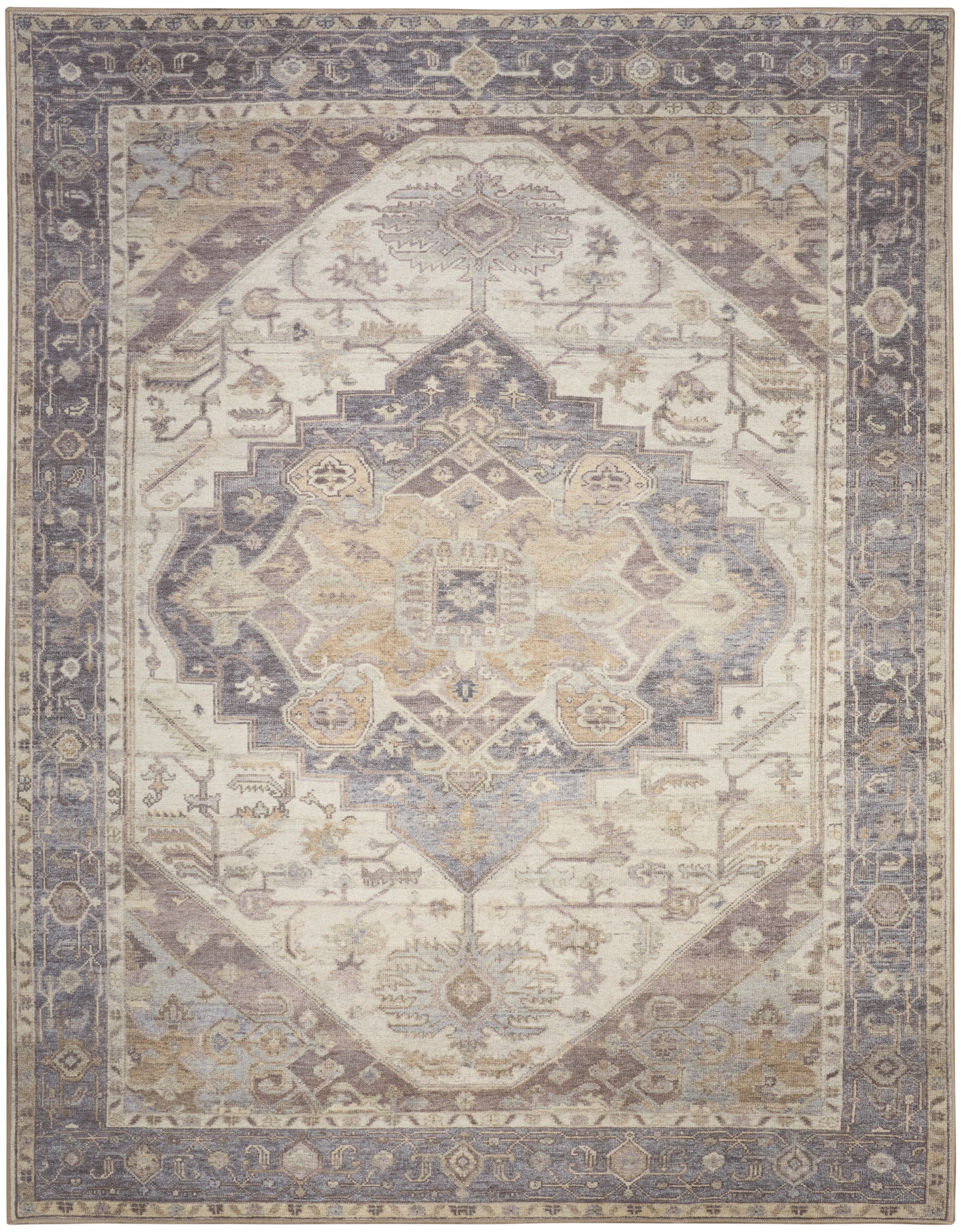 Nourison Vintage Washables 9' x 12' Ivory Purple Vintage Indoor Rug