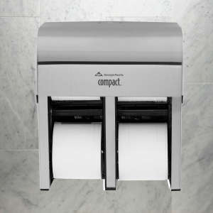 Georgia Pacific, Compact Quad 4-roll High-capacity, Coreless Bath Tissue Dispenser, Stainless Steel
