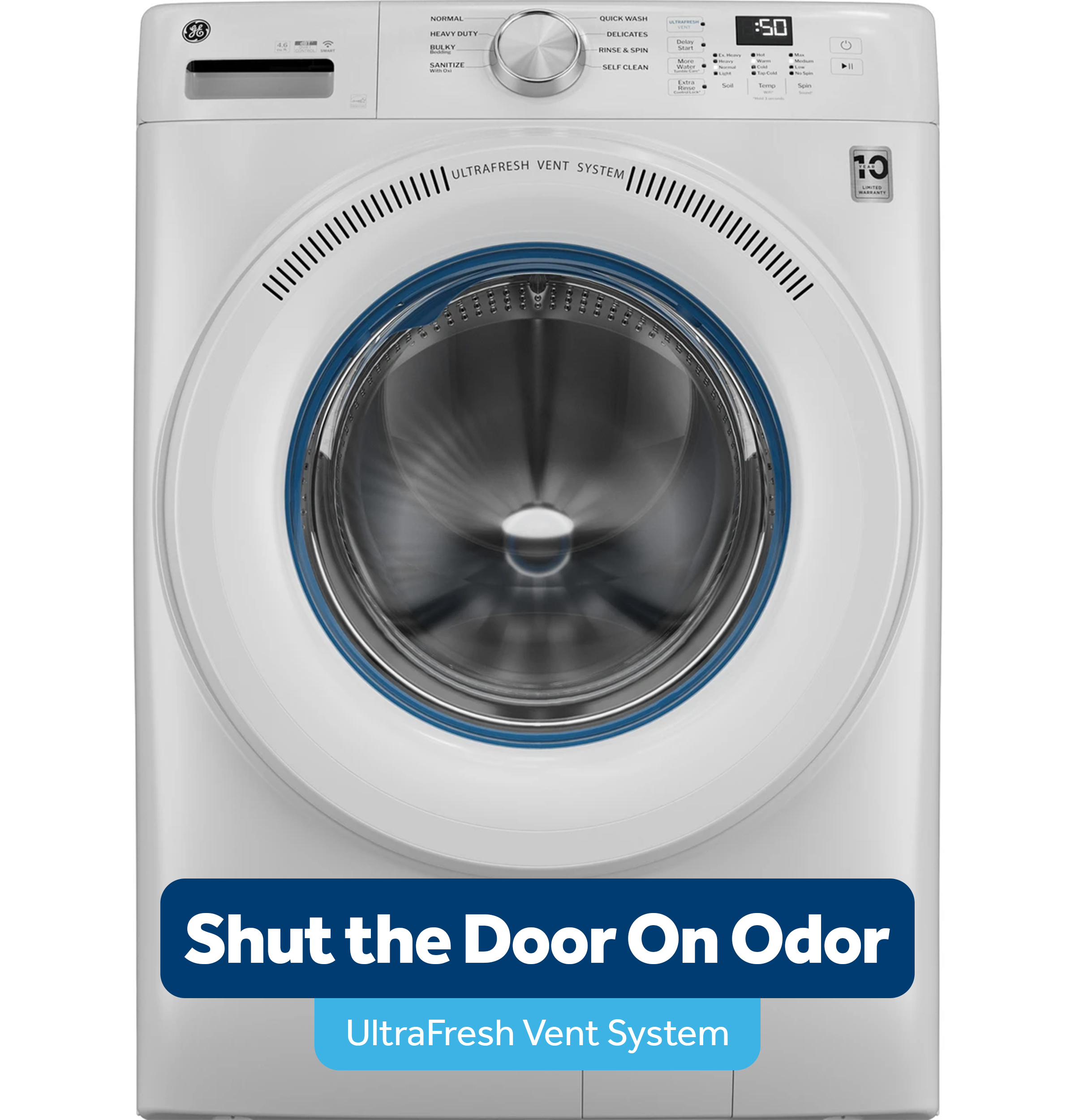 GE® ENERGY STAR® 4.6 cu. ft. Capacity Smart Front Load Washer with UltraFresh Vent System with OdorBlock™