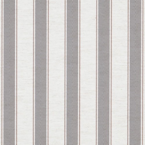 Light fabric or wallpaper with vertical narrow chevron-striped panels (dark gray with thin rust borders) repeating across an off-white background, displayed flat under even, diffuse lighting.