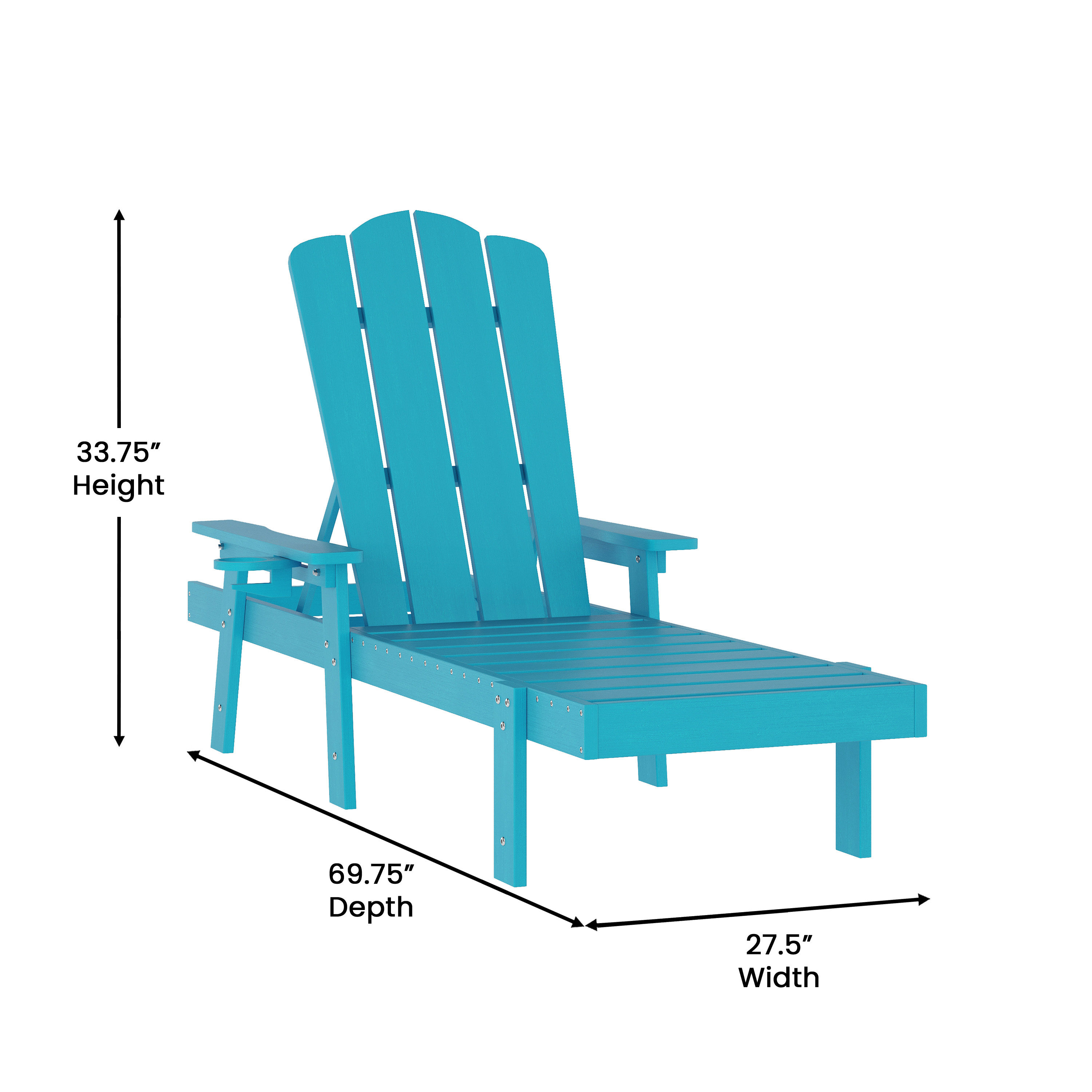 Stockton Set of 2 Red Recycled HDPE Adjustable Adirondack Loungers with Fold ... - Bild 17 von 23
