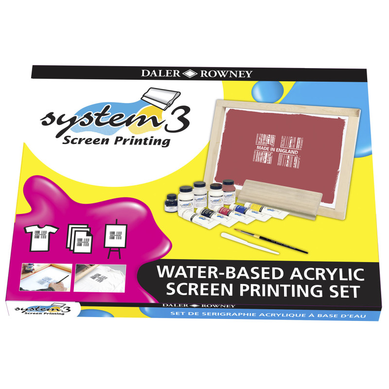 System3 Acrylic Paint Screen Printing Set, Assorted Colors, 1 Count