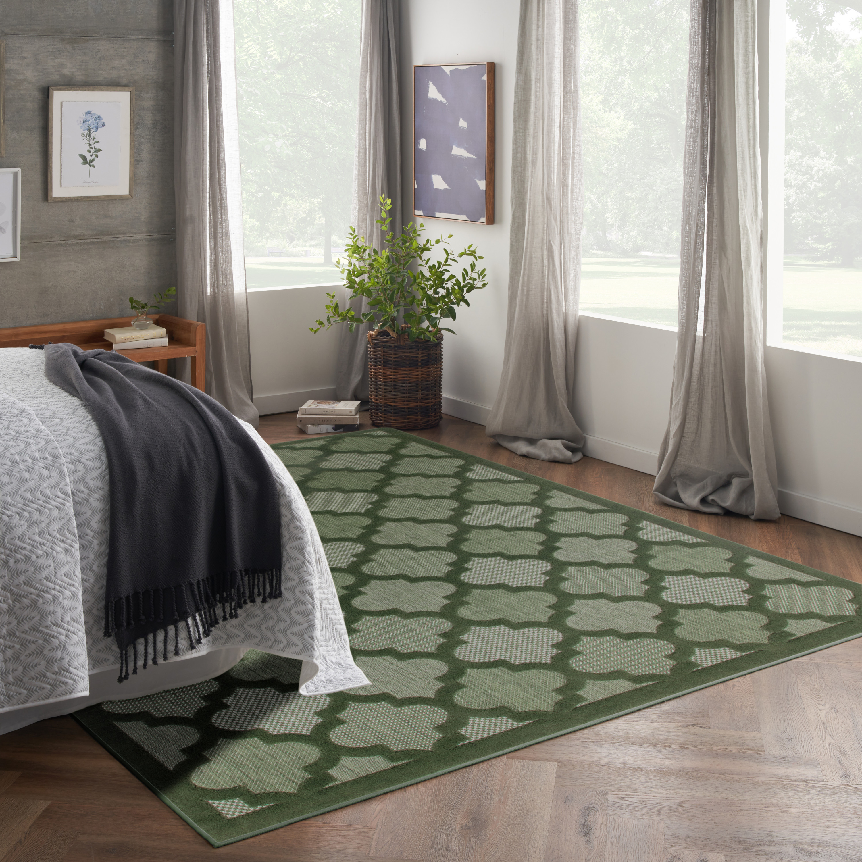 Nourison Easy Care 8' x 10' Green Modern Rug