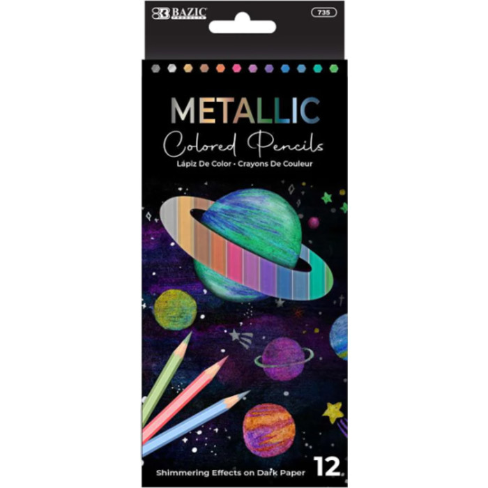 Metallic Colored Pencils, Pack of 12