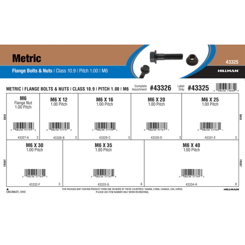 Class 10.9 Metric Flange Bolts & Nuts Assortment (M6-1.00 Thread)