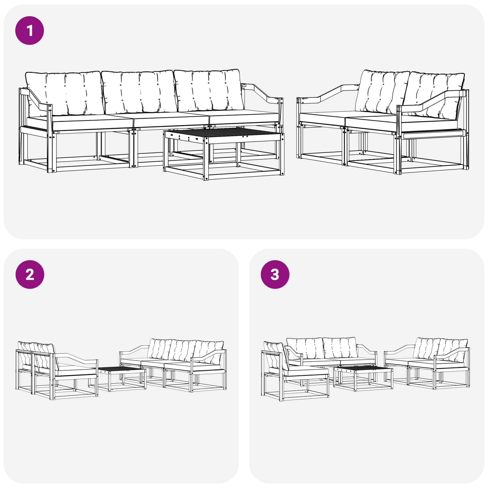 vidaXL Outdoor-Sofagarnitur mit Kissen 6 pcs Natur und Beige – Bild 8