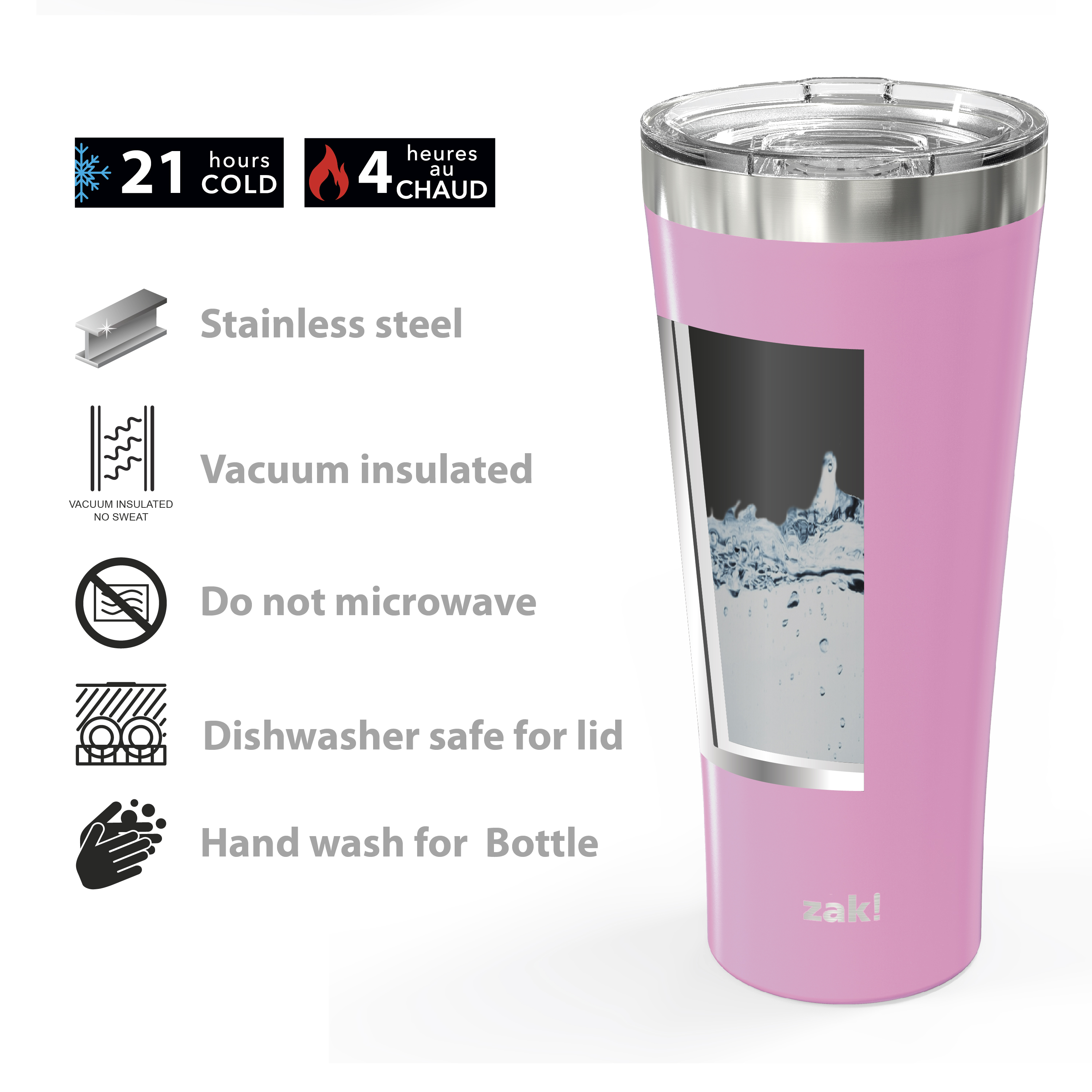 Alpine 30 ounce Stainless Steel Vacuum Insulated Tumbler with Straw, Lilac slideshow image 10