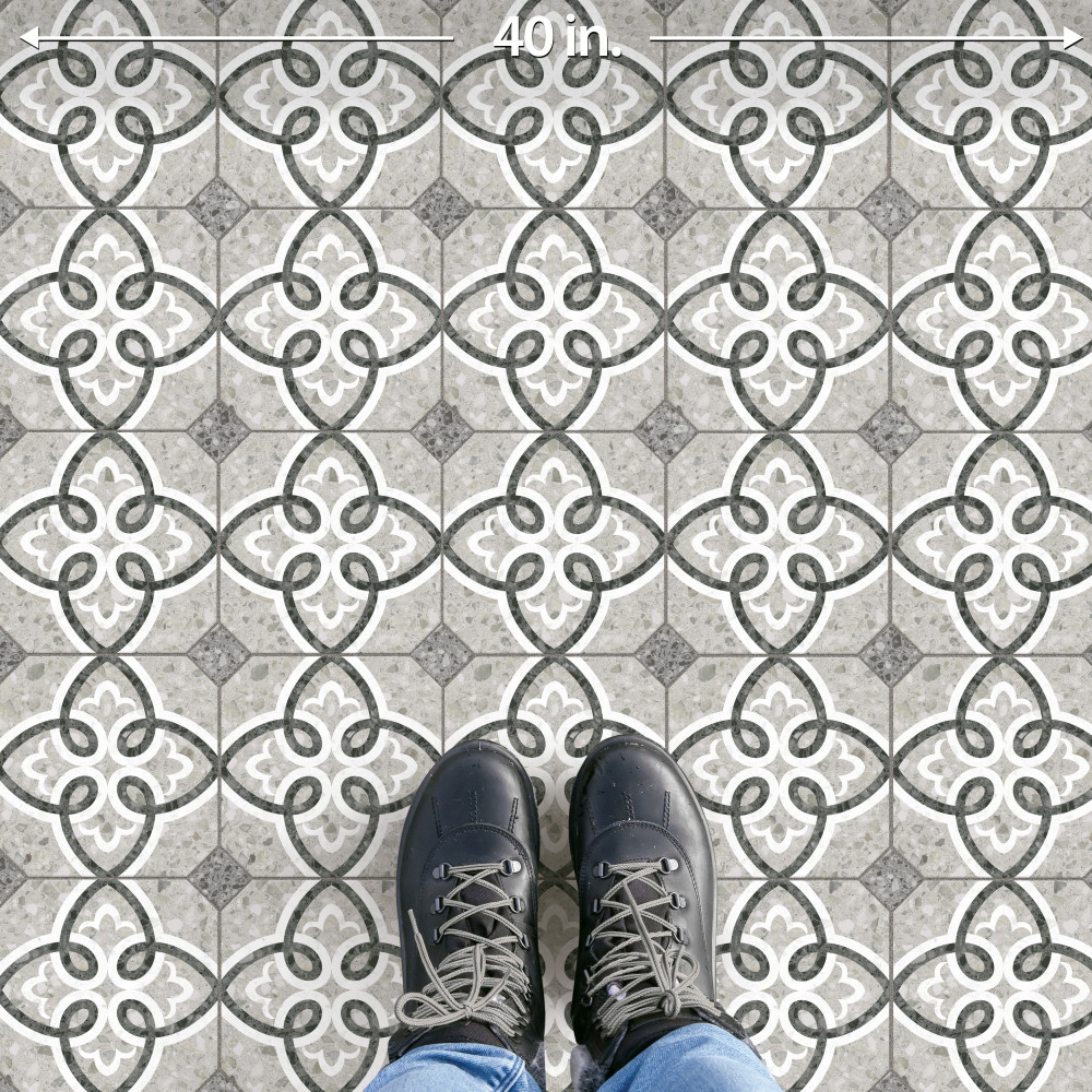 Riviera Octagon Garde Gris with Taco Nero 7-7/8 in. x 7-7/8 in. Porcelain Floor and Wall Tile