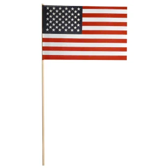 Super Tough US Stick flag 8 by 12 Economy Wood Stick with No Spear Tip