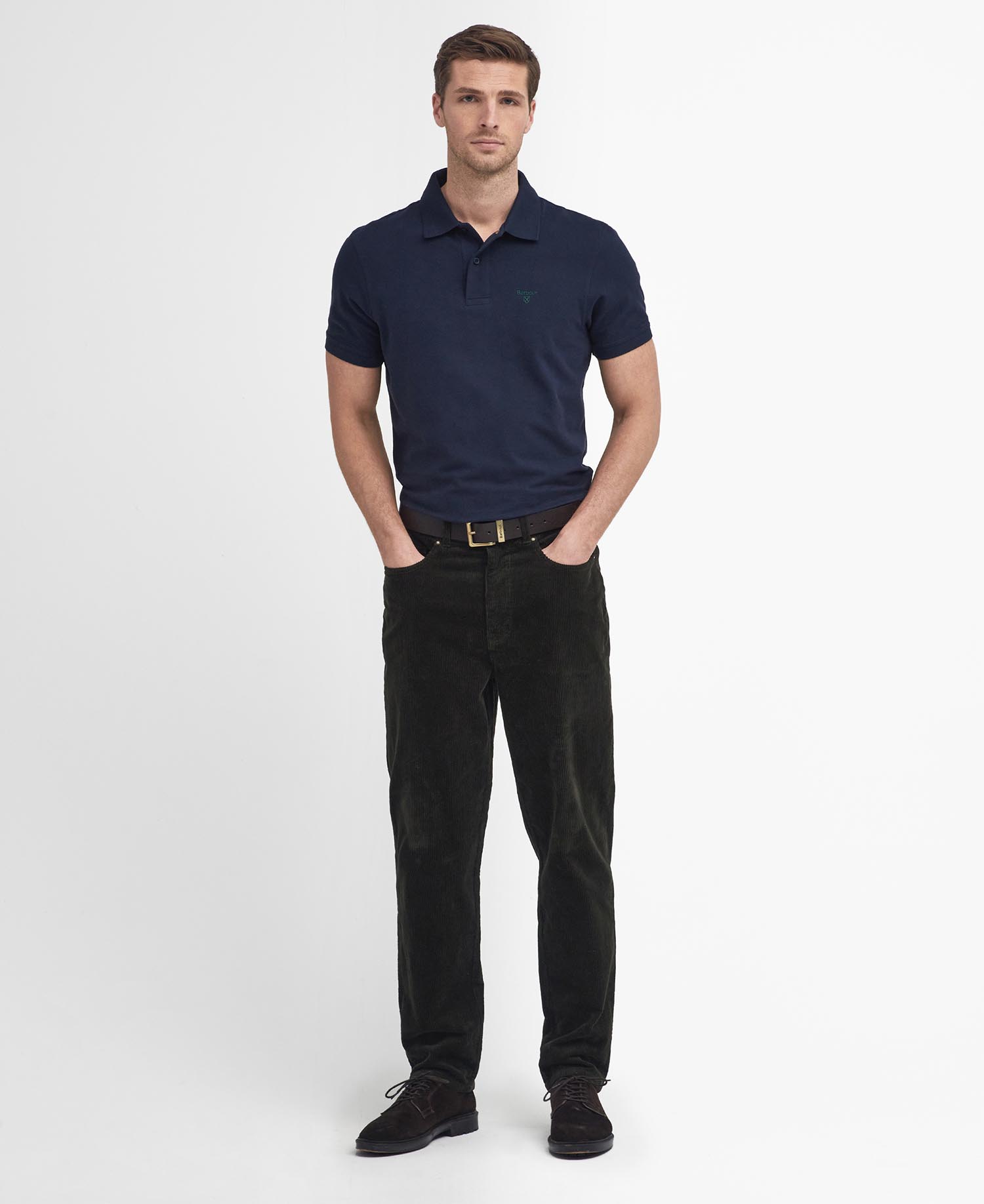 Pantaloni in velluto stretch a coste sottili dalla vestibilità regular image number 0