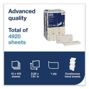 Tork, PeakServe Continuous Advanced, Folded Towel, Continuous, 1 ply, White