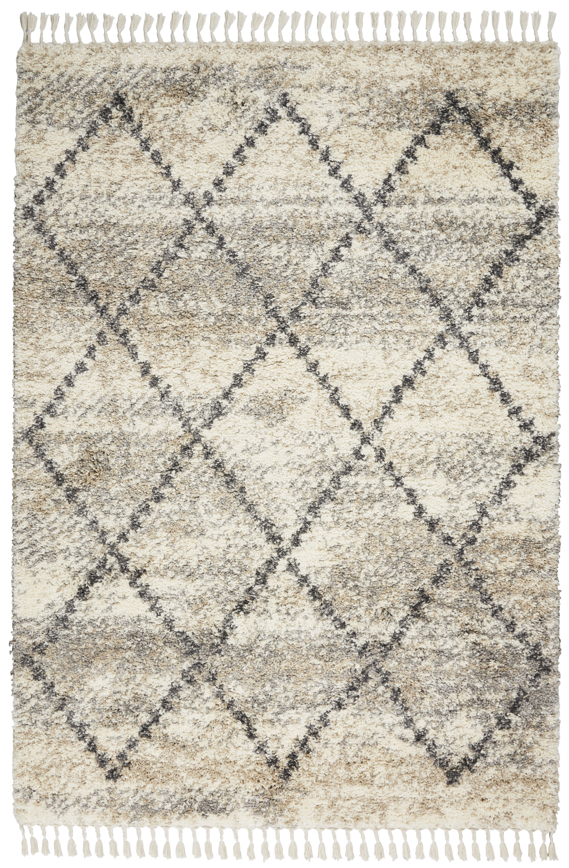 Nourison Oslo Shag 4' x 6' Ivory/Grey Shag Indoor Rug