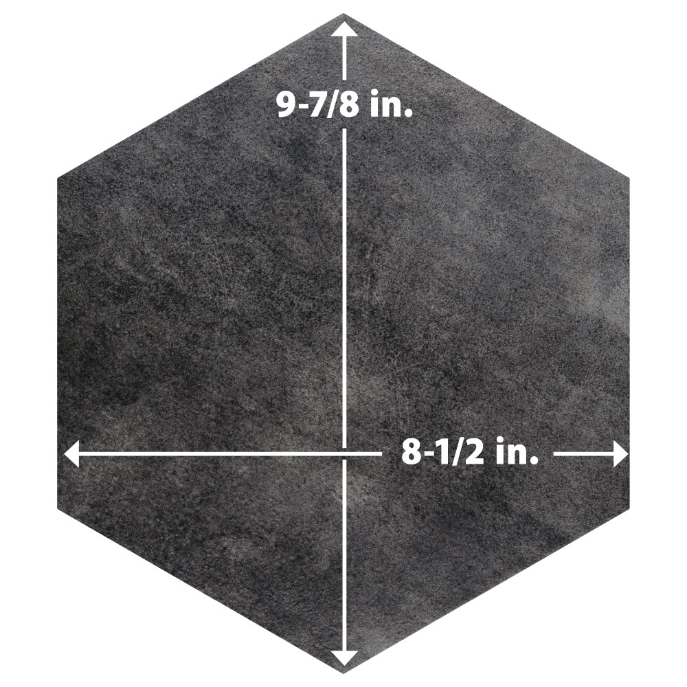 Industrial Hex Black 8-1/2 in. x 9-7/8 in. Porcelain Floor and Wall Tile