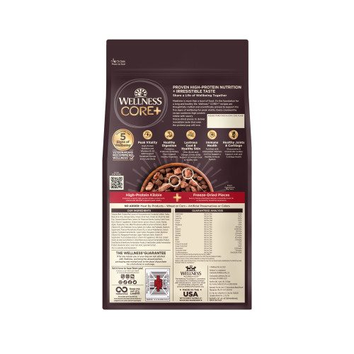 Wellness CORE+  Beef & Barley Recipe back packaging