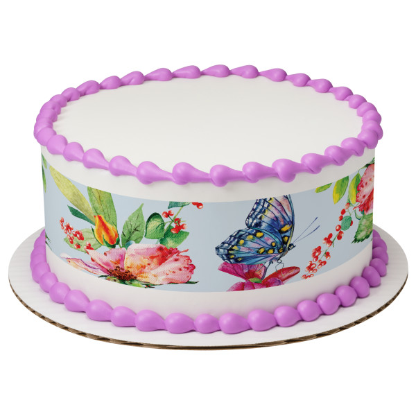 Watercolor Floral PhotoCake® Edible Image® Strips