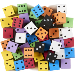 Foam Spot Dice, 1", Assorted Colors, Bag of 50