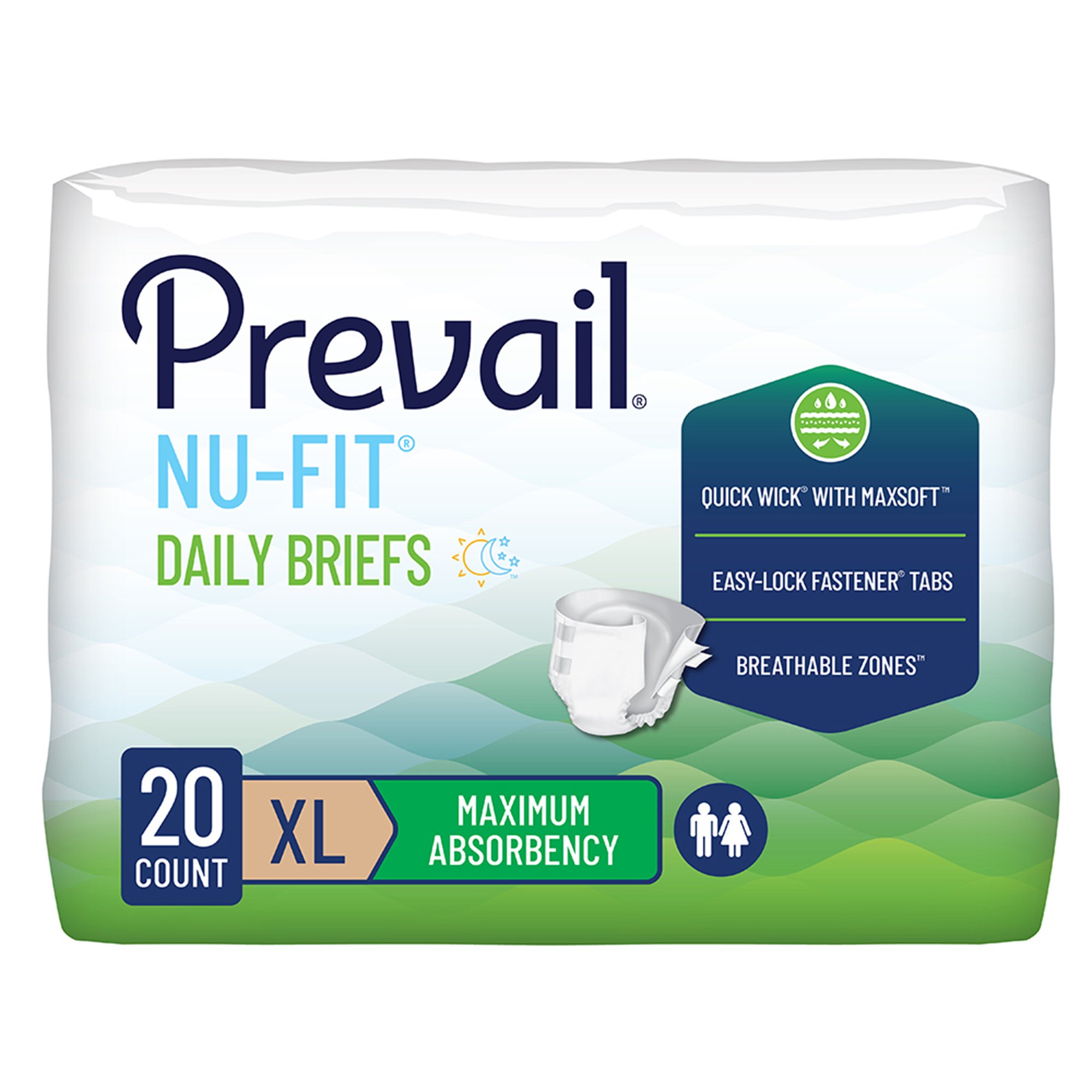 Prevail® Nu-Fit® Incontinence Brief, Heavy Absorbency, Extra Large