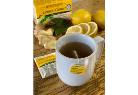 Back of Lemon Ginger Herbal Tea plus Probiotics box