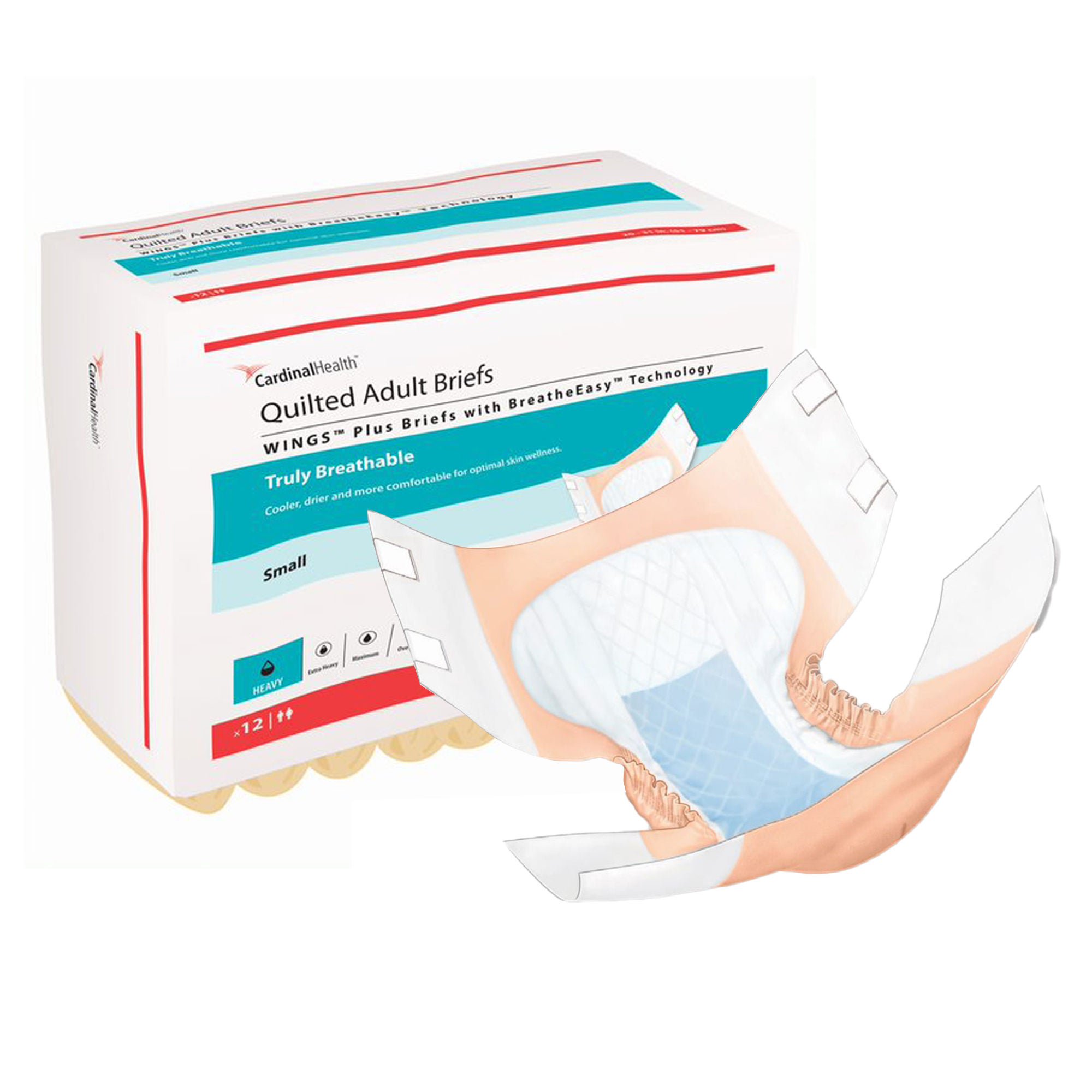 Wings™ Quilted Plus with BreatheEasy™ Technology Incontinence Brief, Small