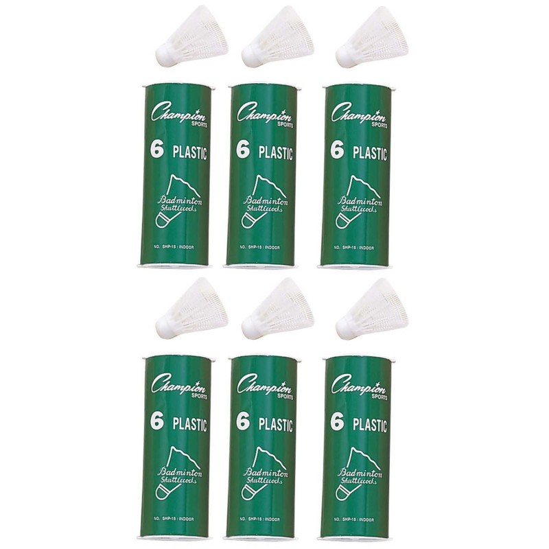 Plastic Indoor Shuttlecocks, 6 Per Pack, 6 Packs