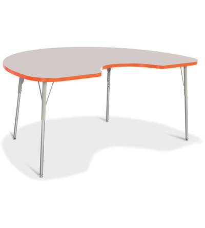 Berries® Kidney Activity Table - 48" X 72", A-height - Gray/Orange/Gray